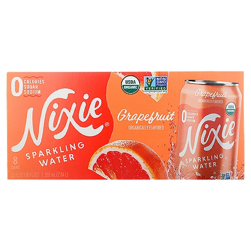 Nixie Grapefruit Organically Flavored Sparkling Water, 12 fl oz, 8 count