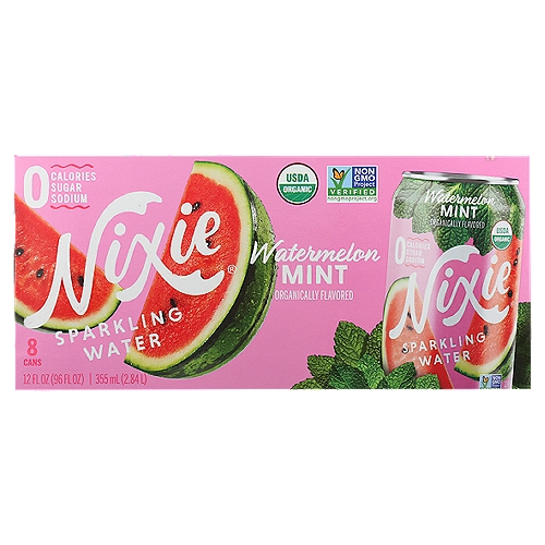 Nixie Watermelon Mint Organically Flavored Sparkling Water, 12 fl oz, 8 count