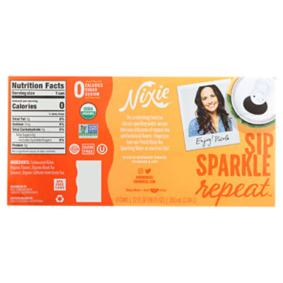 Nixie Sparkling Water, Peach Black Tea, 8 Pack - 8 pack, 12 fl oz cans