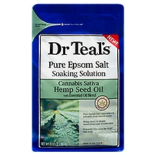 Dr Teal's Sativa Hemp Seed Oil Pure Epsom Salt , Soaking Solution, 3 Pound