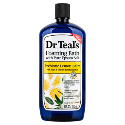 Dr Teal's Prebiotic Lemon Balm Foaming Bath with Pure Epsom Salt, 34 fl oz