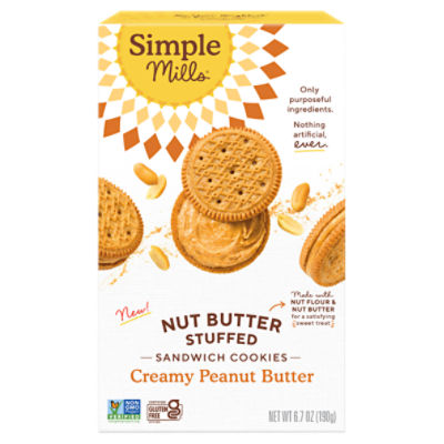 Simple Mills Nut Butter Stuffed Creamy Peanut Butter Sandwich Cookies, 6.7 oz