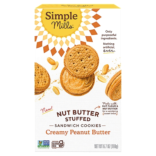 Simple Mills Nut Butter Stuffed Creamy Peanut Butter Sandwich Cookies, 6.7 oz