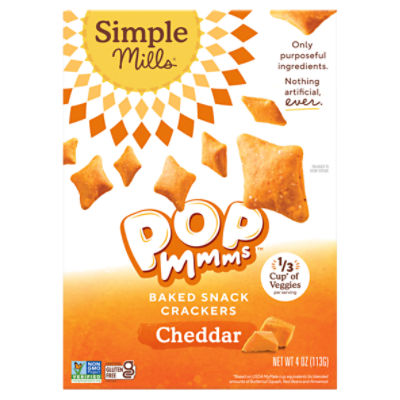 Simple Mills Pop Mmms Cheddar Baked Snack Crackers, 4 oz