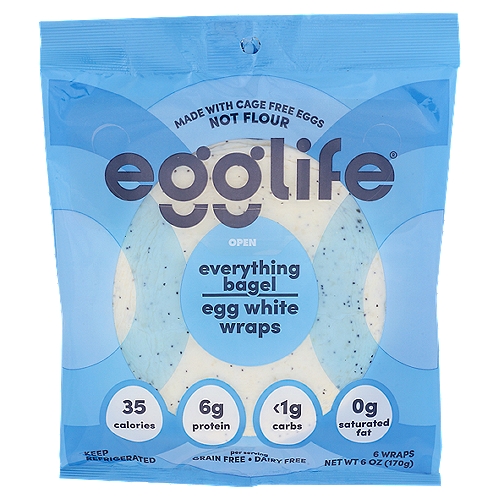 Egglife Everything Bagel Egg White Wraps, 6 count, 6 oz