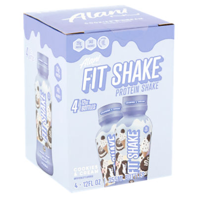  Alani Nu Protein Shake, Ready to Drink, Naturally Flavored,  Gluten Free, Only 140 Calories with 20g Protein per 12 Fl Oz bottle  (Cookies & Cream, 4 Pack) : Health & Household