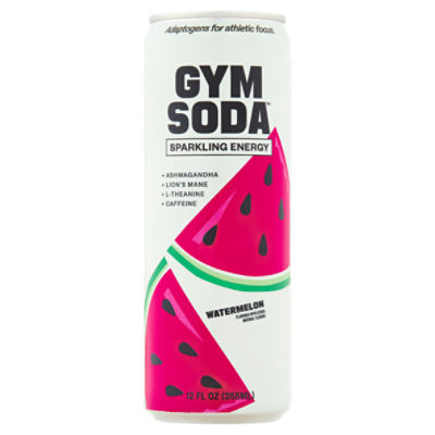 Gym Soda Watermelon Sparkling Energy Soda, 12 fl oz