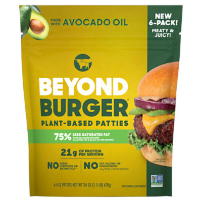 Beyond Burger 75% Less Saturated Fat Plant-Based Patties, 4 oz, 6 count