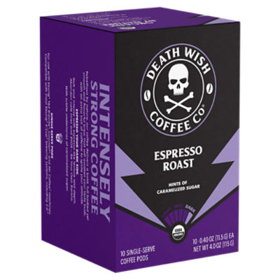 Death Wish Coffee Co Dark Espresso Roast Single-Serve Coffee Pods, 0.40 oz, 10 count