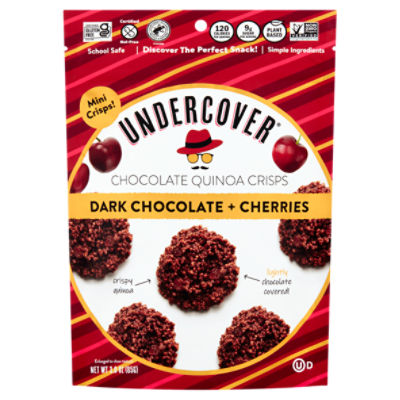 Undercover Dark Chocolate + Cherries Chocolate Quinoa Crisps, 3.0 oz