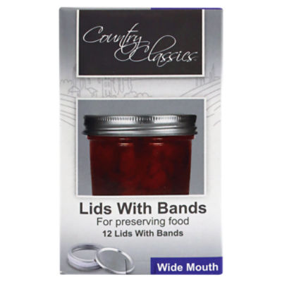 Country Classics Wide Mouth Lids with Bands, 12 count