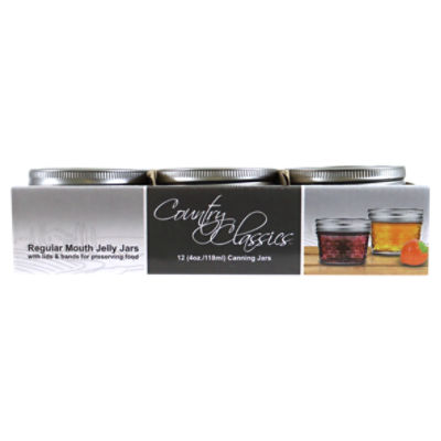 Country Classics Regular Mouth Jelly Canning Jars, 12 count