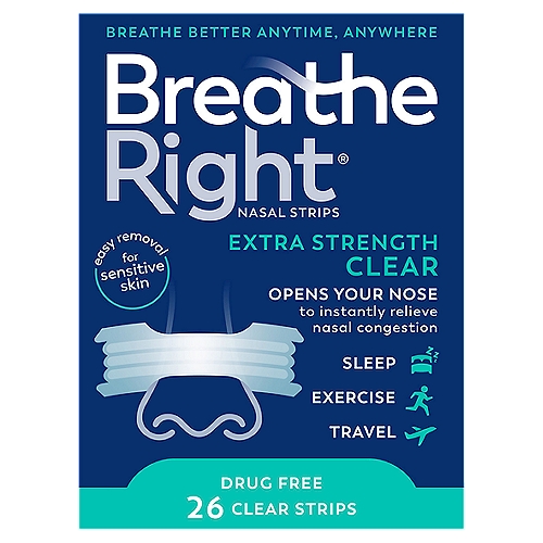 Breathe Right Extra Strength Clear Nasal Strips, 26 count