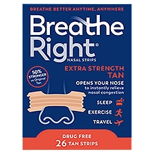 Breathe Right Extra Strength Tan Nasal Strips, 26 count