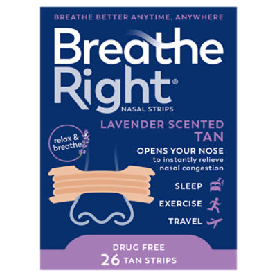 Breathe Right Lavender Scented Tan Nasal Strips, 26 count