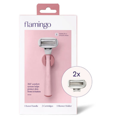 Flamingo Rose Razor Handle, Cartridges, & Shower Holder, 1 Each