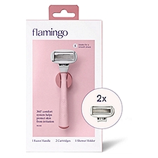 Flamingo Rose Razor Handle, Cartridges, & Shower Holder, 1 Each