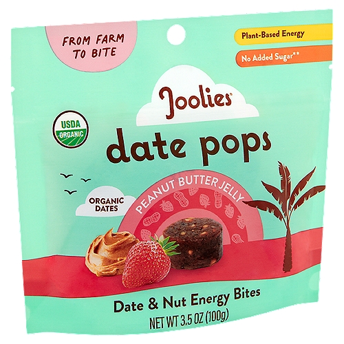 Joolies Peanut Butter Jelly Date & Nut Energy Bites Date Pops, 3.5 oz