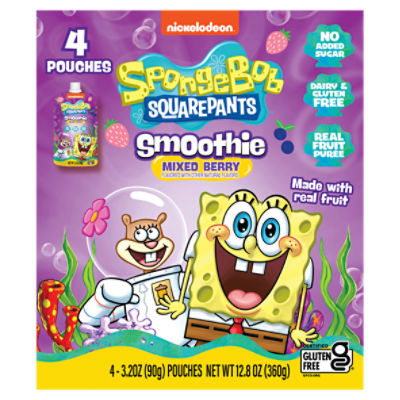 Nickelodeon Spongebob Squarepants Mixed Berry Smoothie, 3.2 oz, 4 count