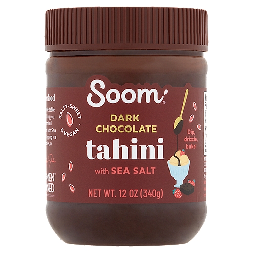 Soom Dark Chocolate Tahini with Sea Salt, 12 oz
A seed-powered superfood
Great food brings everyone to the table. That's why we started Soom® - to bring you a nutrient-rich superfood with unlimited uses. Soom® Dark Chocolate Tahini with Sea Salt is dairy-free and perfect for topping ice cream, baking into cookies and cakes, or eating straight from the jar!
- Amy, Shelby, Jackie