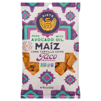 Siete Taco Seasoning Maiz Corn Tortilla Chips, 7.5 oz