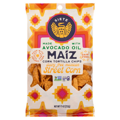 Siete Dairy Free Mexican Street Corn Maiz Corn Tortilla Chips, 7.5 oz