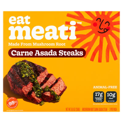 eat meati Mushroom Root Carne Asada Steaks, 2 count, 8.8 oz