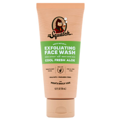 Dr. Squatch Cool Fresh Aloe Men's Natural Exfoliating Face Wash, 4.0 fl oz