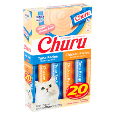 Inaba Churu Creamy, Lickable Wet Cat Treats, Oz, 20 Tubes, Tuna Variety