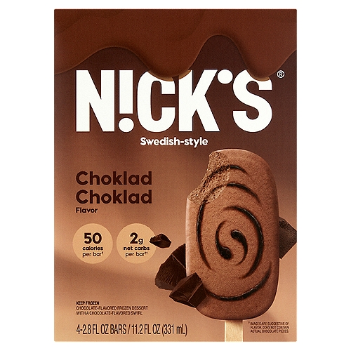 Nick's Swedish-Style Choklad Choklad Flavor Frozen Dessert, 2.8 fl oz, 4 count