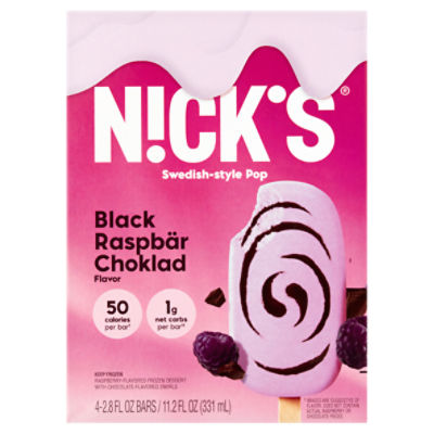 Nick's Black Raspbär Choklad Flavor Frozen Dessert, 2.8 fl oz, 4 count