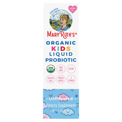 MaryRuth's Organic for Kids Liquid Probiotic Unflavored Dietary Supplement, Ages 4+, 1 fl oz