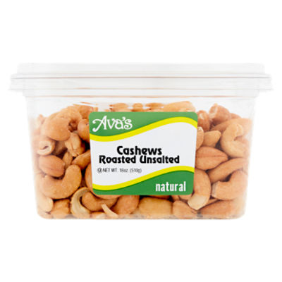 Ava's Natural Roasted Unsalted Cashews, 18 oz