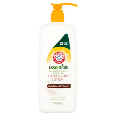 Arm & Hammer Essentials Cocoa Butter with Vitamin E Hand & Body Lotion, 32 fl oz