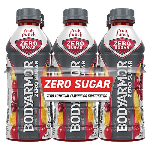 BodyArmor SuperDrink Fruit Punch Zero Sugar Sports Drink, 6 count, 20 fl oz