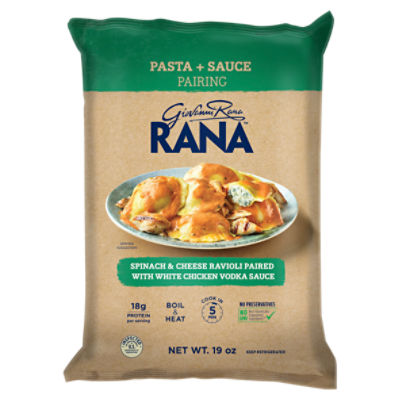 Giovanni Rana Spinach & Cheese Ravioli Paired with White Chicken Vodka  Sauce, 19 oz - The Fresh Grocer