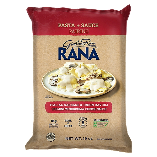 Giovanni Rana Italian Sausage & Onion Ravioli Cremini Mushroom & Cheese Sauce, 19 oz