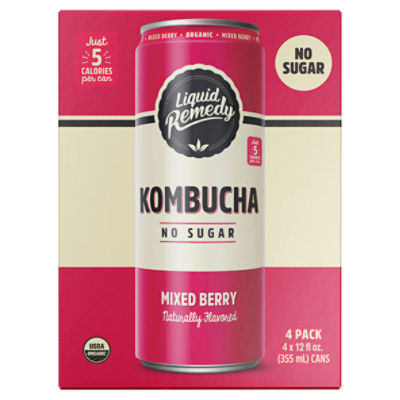Liquid Remedy Organic Mixed Berry Kombucha, 4 count, 12 fl oz