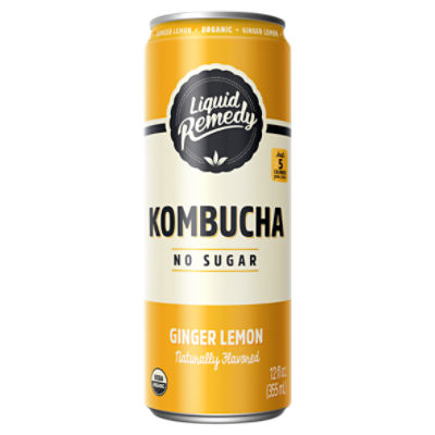 Liquid Remedy Organic Ginger Lemon Kombucha, 12 fl oz