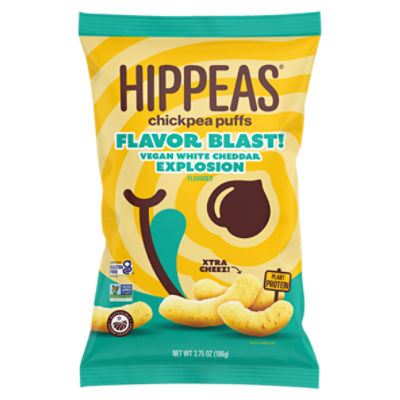 Hippeas Vegan White Cheddar Explosion Flavored Chickpea Puffs, 3.75 oz