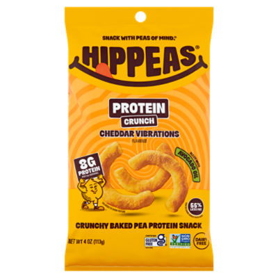 Hippeas Cheddar Vibrations Flavored Crunchy Baked Pea Protein Snack, 4 oz