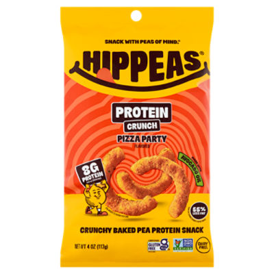 Hippeas Pizza Party Flavored Crunchy Baked Pea Protein Snack, 4 oz