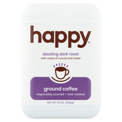 Happy Dazzling Dark Roast Ground Coffee, 12 oz