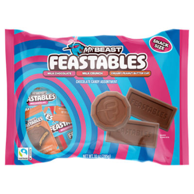 Mr Beast Feastables Chocolate Candy Assortment Snack Size, 10 oz