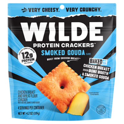Wilde Protein Crackers Smoked Gouda Flavor Chicken Breast and Wheat Flour Cracker, 4.2 oz