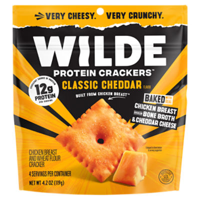 Wilde Protein Crackers Classic Cheddar Flavor Chicken Breast and Wheat Flour Cracker, 4.2 oz