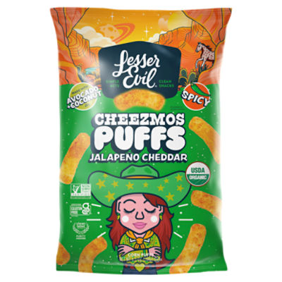 Lesser Evil Cheezmos Spicy Jalapeño Cheddar Corn Puffs, 6.5 oz