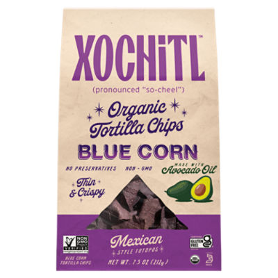 Xochitl Organic Mexican Style Totopos Blue Corn Tortilla Chips, 7.5 oz