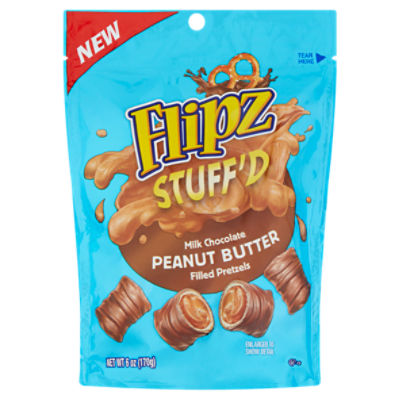 Flipz Stuffd Milk Chocolate Peanut Butter Filled Pretzels 6 Oz 