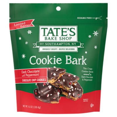 Tate's Bake Shop Cookie Bark Dark Chocolate with Peppermint Chocolate Chip Cookies, 4.6 oz